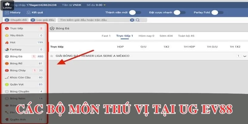 Các bộ môn thú vị tại United Gaming EV88